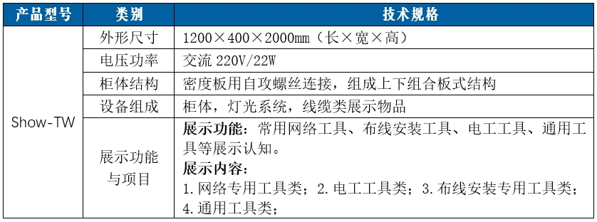 IT工程技术实训综合布线系统--工具展示柜
